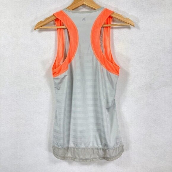 🔥 3/$15 🔥 Athleta Mesh Motion Striped Athletic Active Tank Top Gray XS - Picture 3 of 6